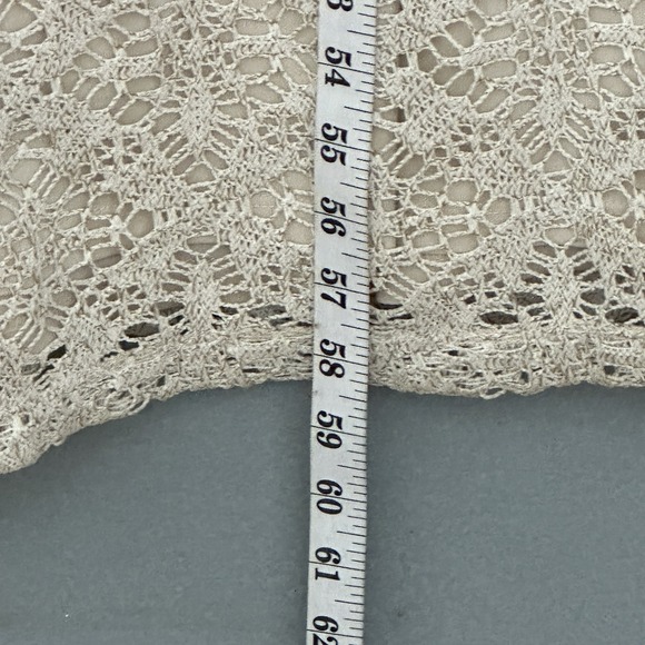 London Times Women Dress 6 Beige Crochet Lace Sheer Lined Maxi Boho Beach Hippie - Picture 9 of 13